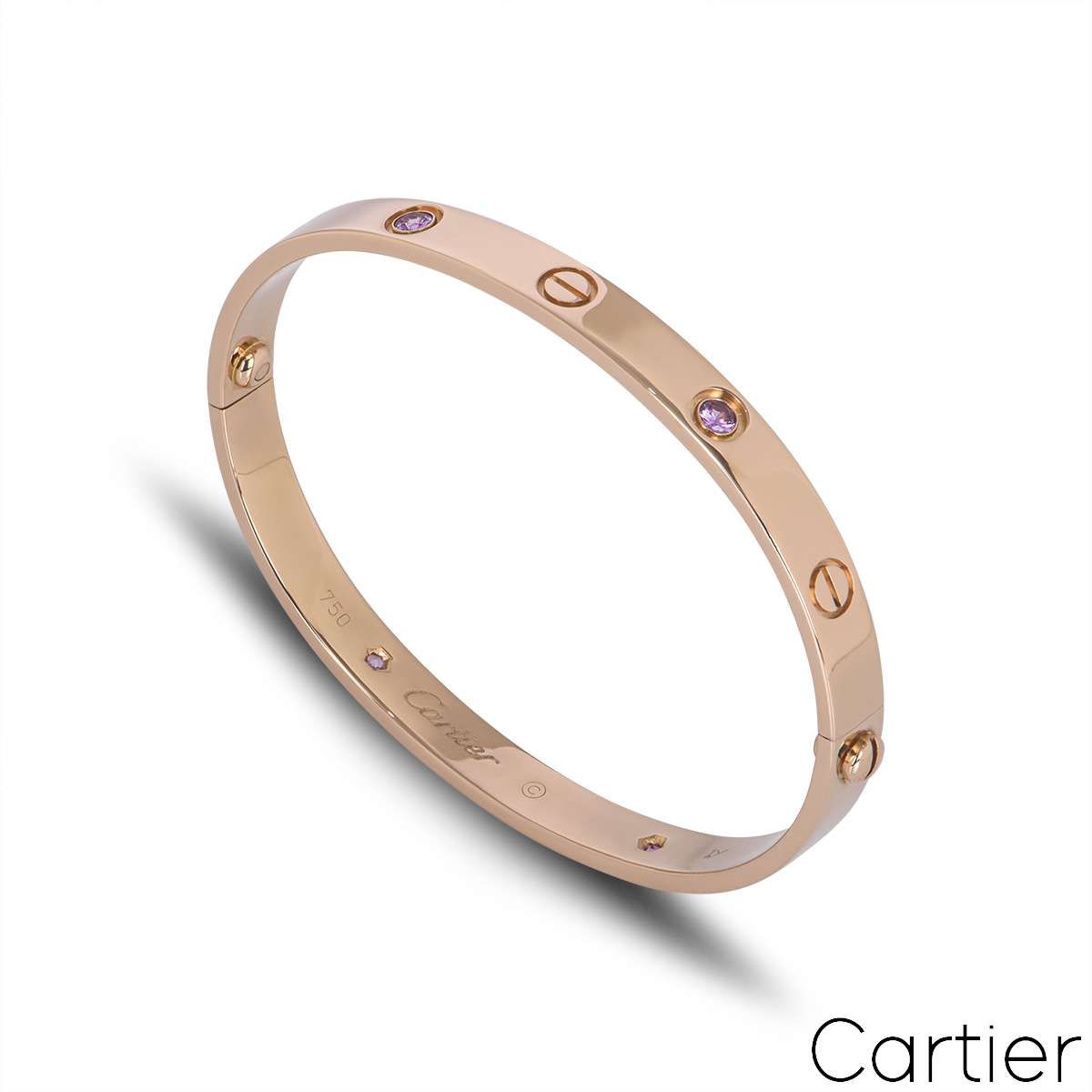 Cartier Rose Gold Pink Sapphire Love Bracelet Size 18 B60311118 | Rich ...